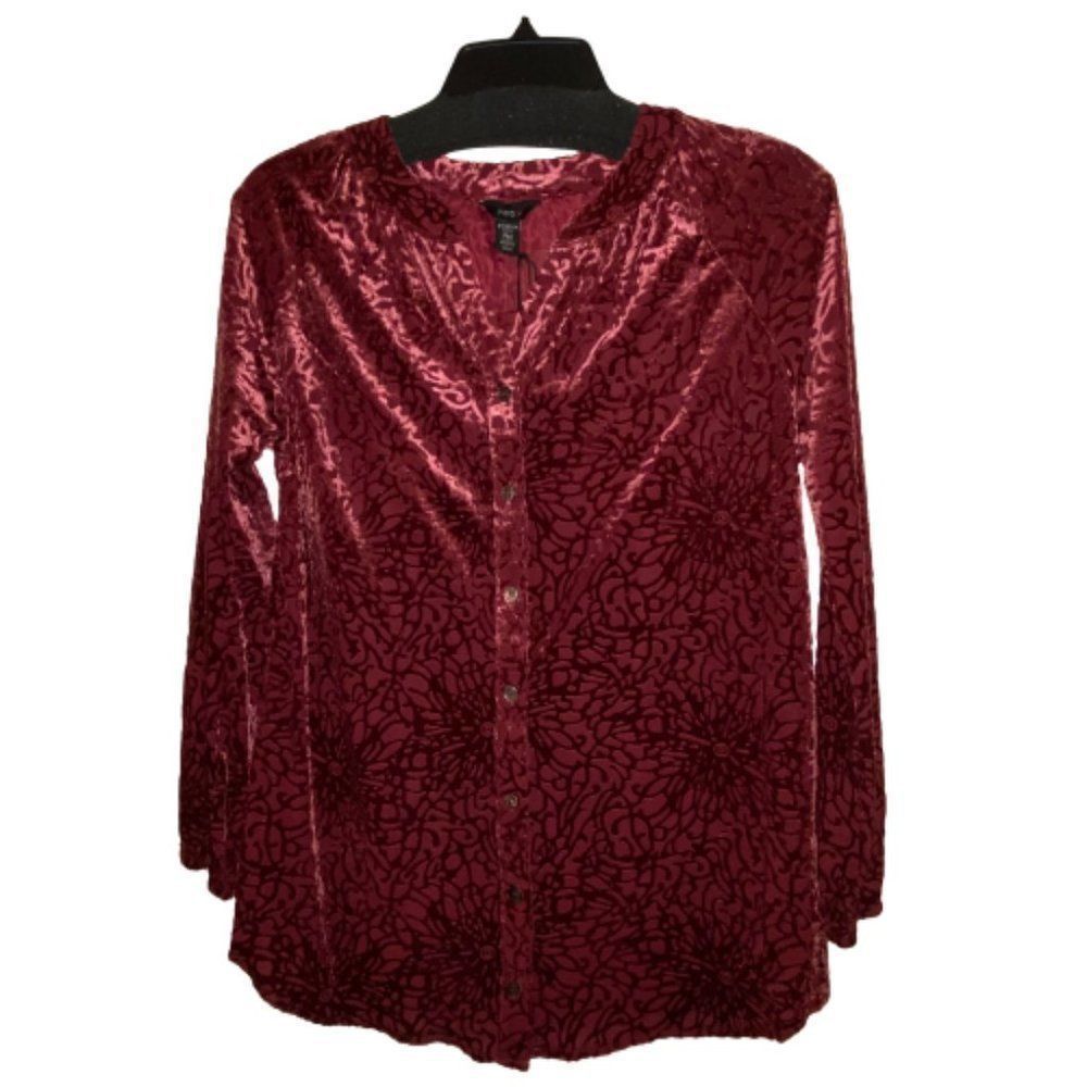 🆕Intro. Stretch Petite Burgandy Top size PM - Picture 5 of 9